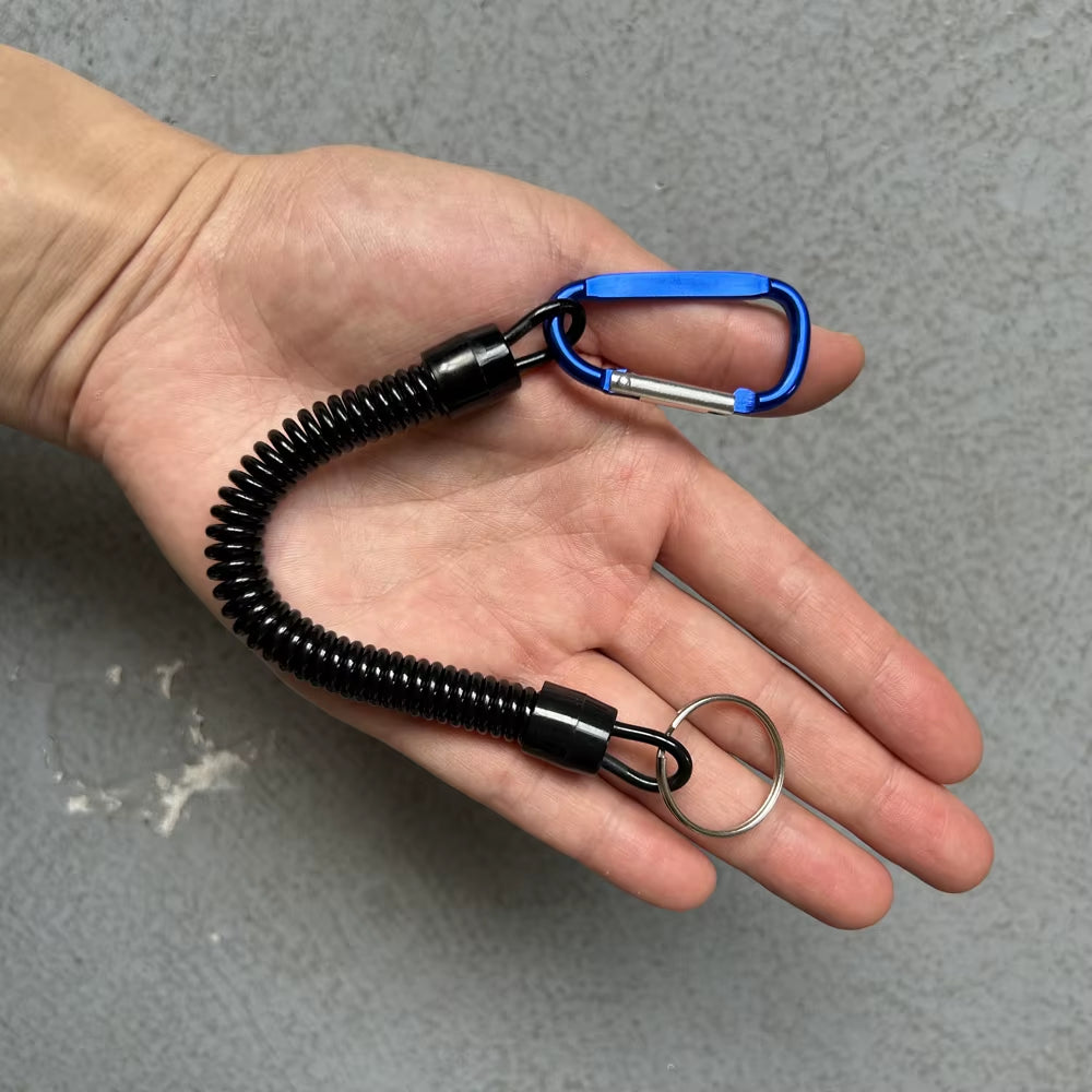 1PC Tactical Retractable Spring Elastic Rope Security Gear Tool Hiking Camping Anti-Lost Phone Keychain Fishing Lanyards Outdoor